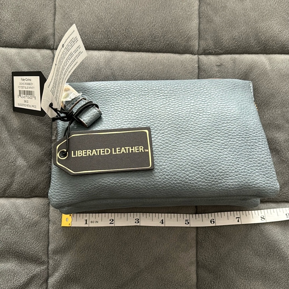 Brand New! Foley + Corinna Crossbody. Vegan Leather Blue